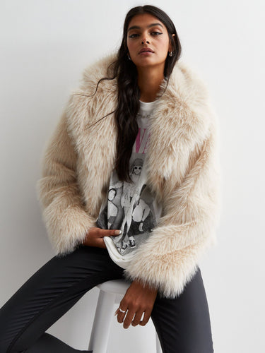 Cropped soft faux coat