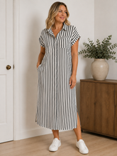 Load image into Gallery viewer, Stripe cotton shirt Dress - 2 Colours