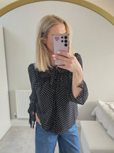 Load image into Gallery viewer, NEW black polka dot Blouse
