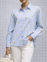 Load image into Gallery viewer, NEW Blue pinstripe floral Shirt