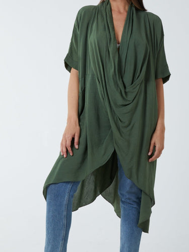 Khaki wrap effect Top