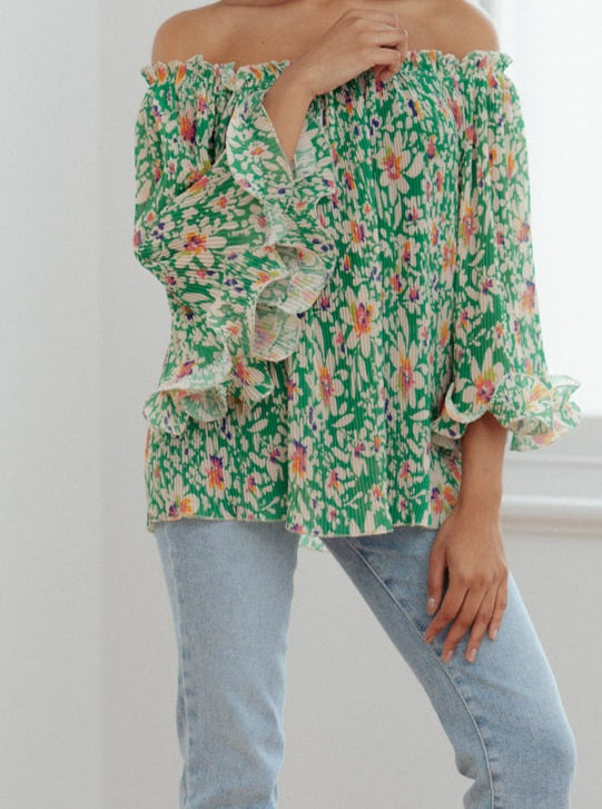 Green bardot top deals