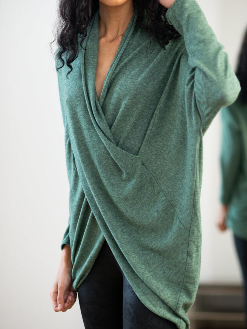 NEW COLOUR Green wrap effect Top