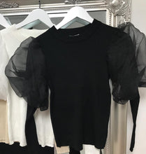 Load image into Gallery viewer, Black balloon sheer sleeve Top