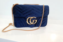 Load image into Gallery viewer, Navy gold chain quilted Bag