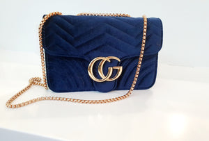 Navy gold chain quilted Bag