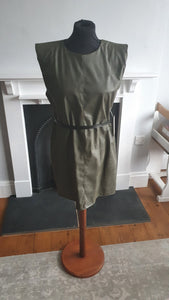 Khaki leather look Dress