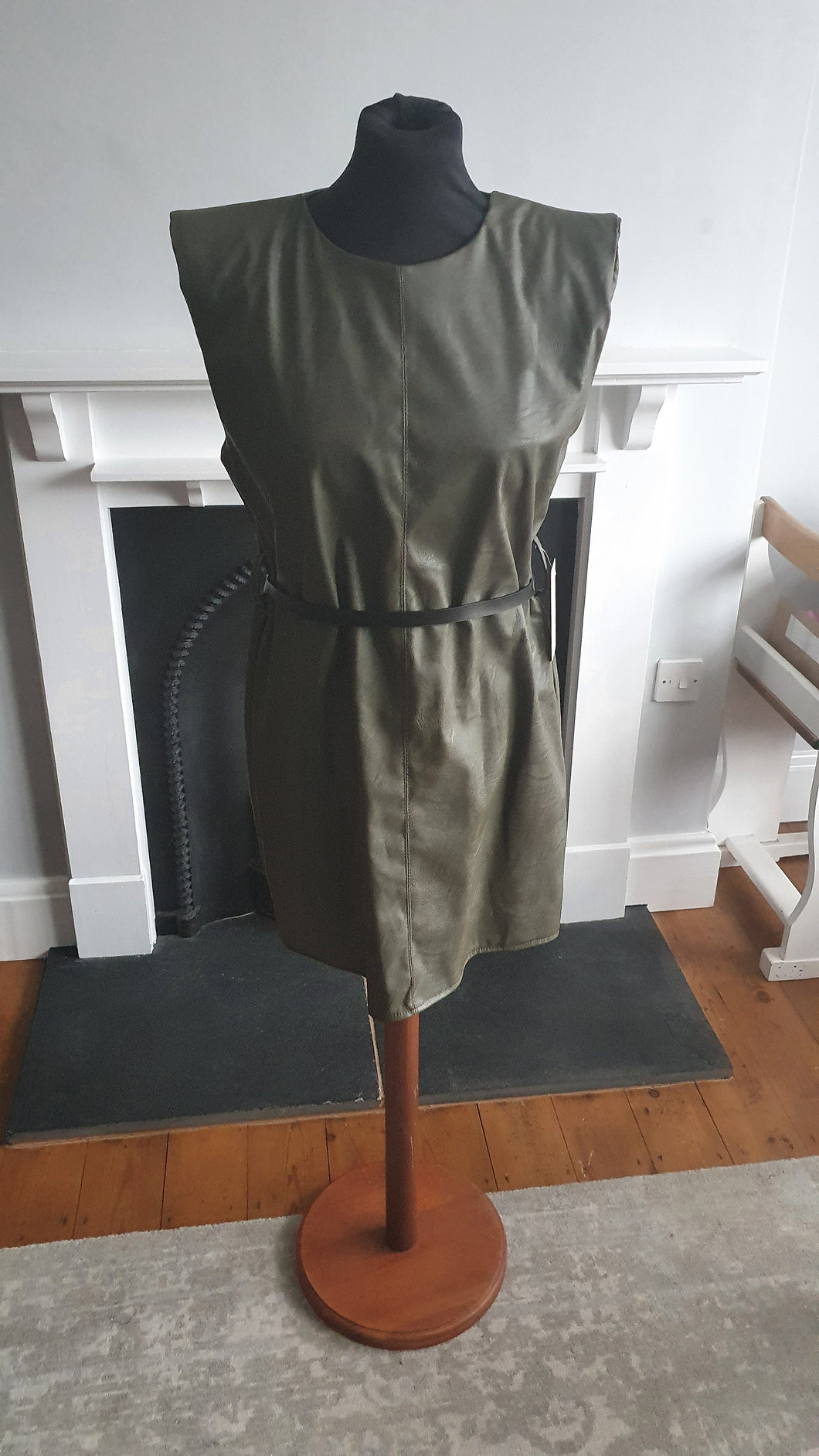 Khaki leather look Dress