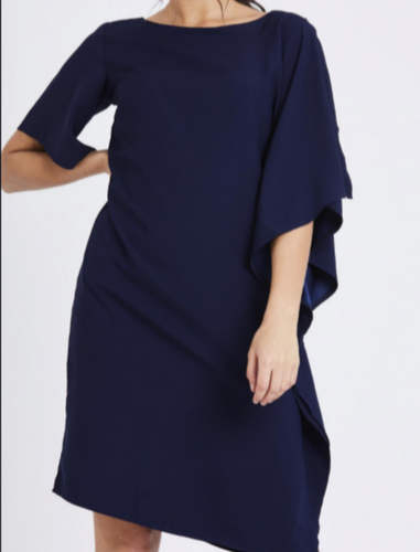 Navy side frill Dress