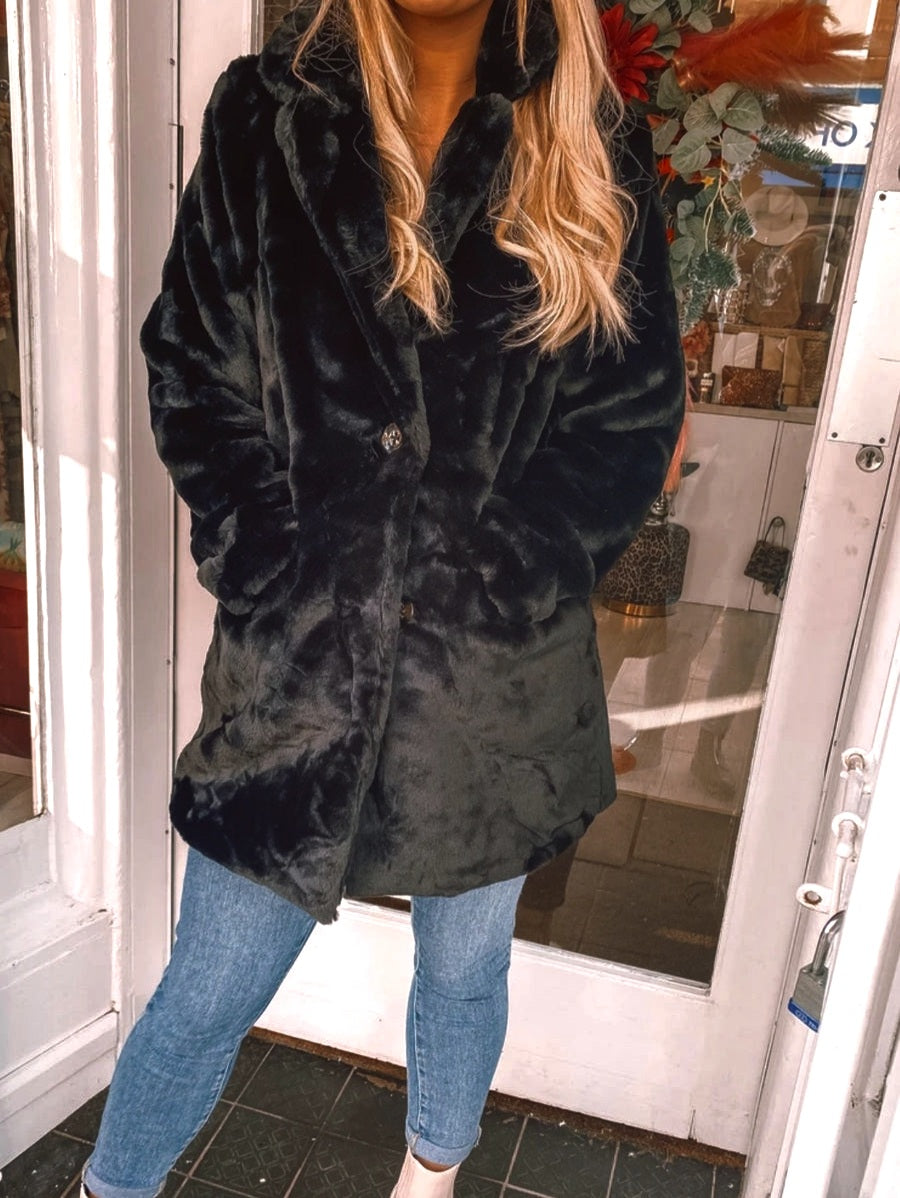 Black soft teddy Coat