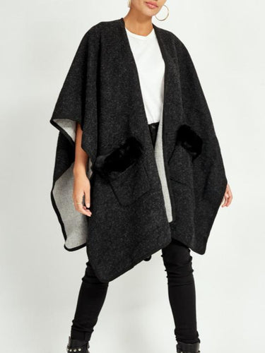 Black wool blend Cape