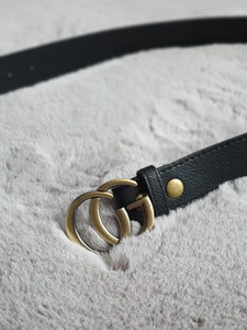 Gold buckle black Belt