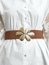 Load image into Gallery viewer, Tan flower elasticated Belt