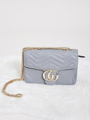 Grey gold chain quilted Bag