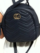 Load image into Gallery viewer, Black quilted faux leather Rucksack