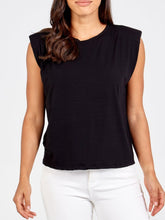 Load image into Gallery viewer, Black padded shoulder Tee