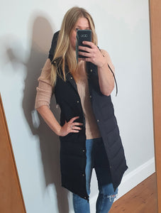 Small Black long hooded Gilet