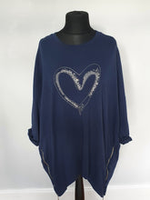 Load image into Gallery viewer, White relaxed fit heart zip Top
