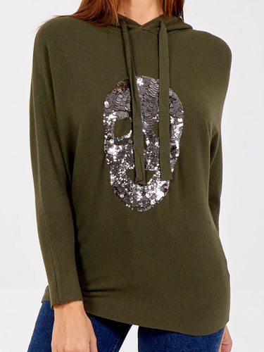 Khaki embellished Hoodie