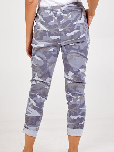 Grey Magic stretch camo Trousers - Curve