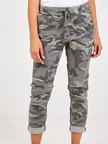 Magic khaki camo stretch Trousers - Plus Size