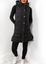 Load image into Gallery viewer, Small Black long hooded Gilet