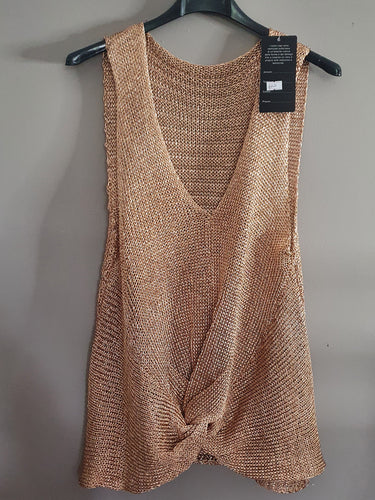 Rose gold metallic woven Top