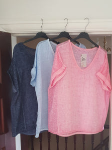 Navy Linen Top