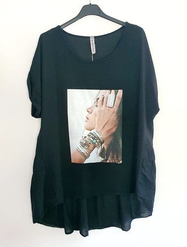 Black Lady print Top