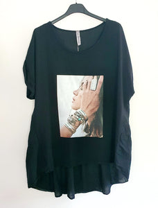 Black Lady print Top