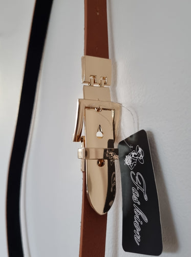 Tan gold buckle Belt