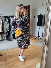 Load image into Gallery viewer, Black giraffe print Dress