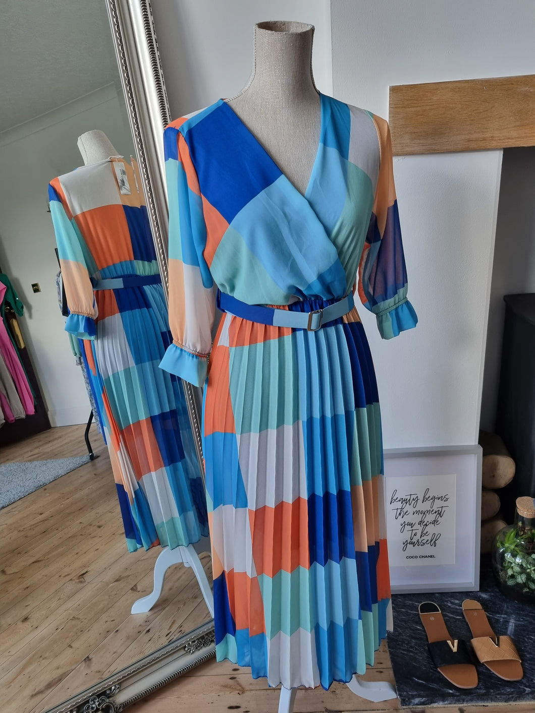 Blue colour check Dress