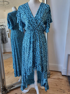 Lucie animal print frill Maxi Dress