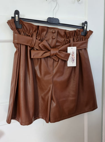 Leather look shorts