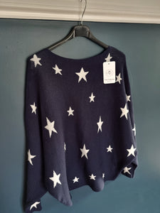 Navy denim blue star Jumper