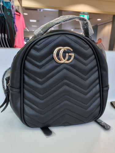 Black quilted faux leather Rucksack
