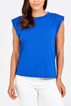 Load image into Gallery viewer, Cobalt blue padded shoulder Top