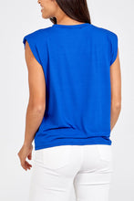 Load image into Gallery viewer, Cobalt blue padded shoulder Top