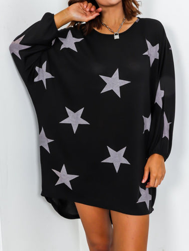 Black grey Star Top