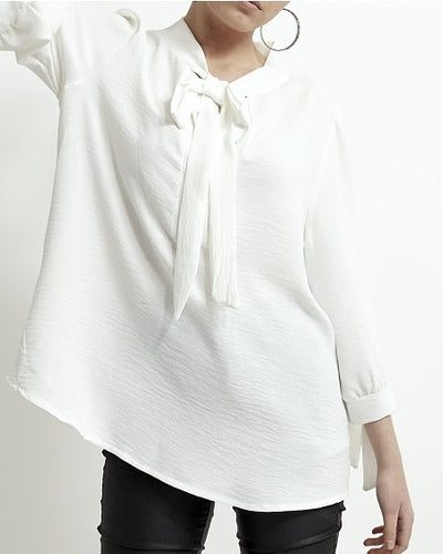 White tie front blouse