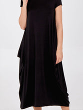 Load image into Gallery viewer, Leona cap sleeve black maxi Dress