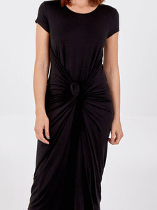 Leona cap sleeve black maxi Dress