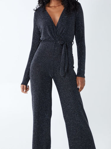 Glitter wrap belted Jumpsuit