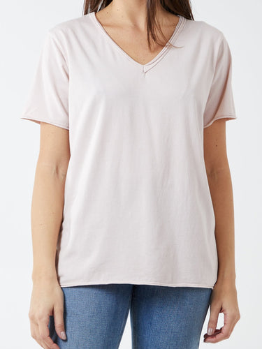 Dusty pink V neck T-shirt