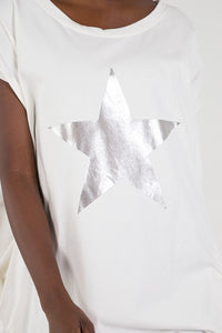 Cream metallic star Top