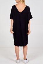 Load image into Gallery viewer, Black V T-shirt Dress