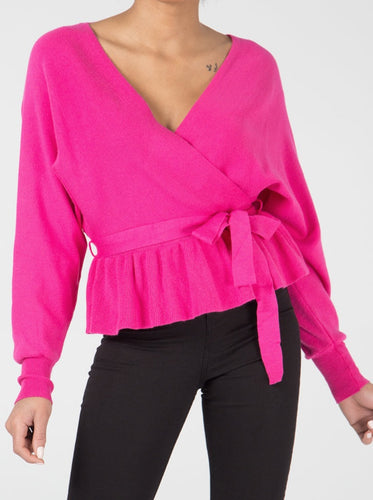 Fuschia pink double V peplum Jumper