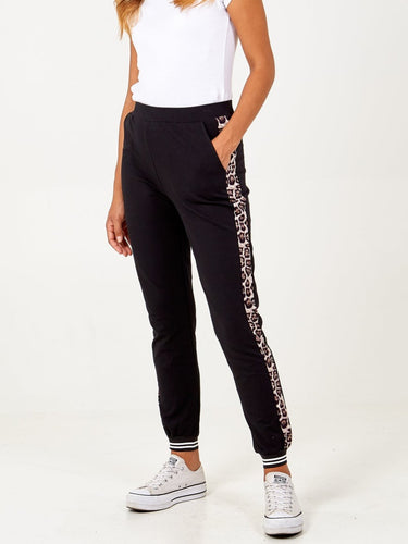 Black leopard stripe Joggers