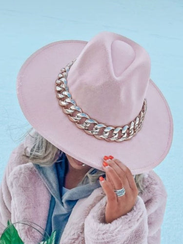 Pink chain Fedora Hat